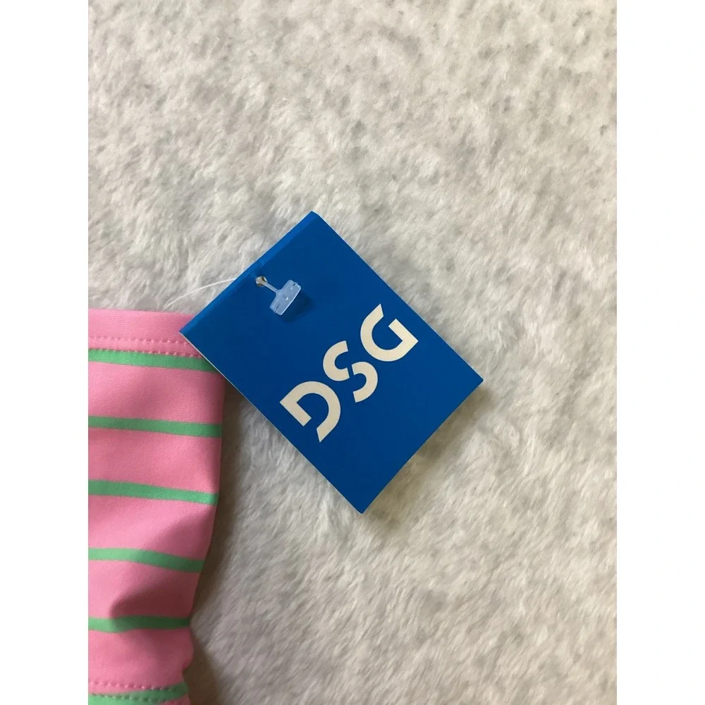 DSG Girls High Waisted Bikini Bottom Panama Palms Pink Green Large NWT‎